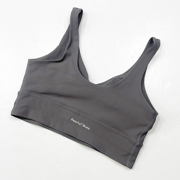 Peachy Bunz gray ribbed sports bra - Picture 2 of 3